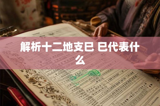 解析十二地支巳 巳代表什么