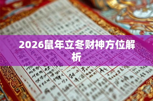 2026鼠年立冬财神方位解析