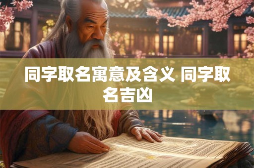 同字取名寓意及含义 同字取名吉凶