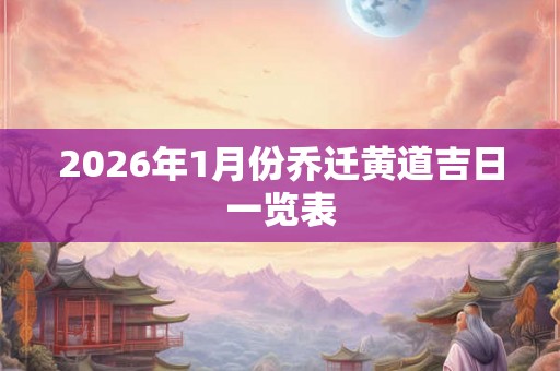 2026年1月份乔迁黄道吉日一览表 2026年1月份乔迁黄道吉日一览表