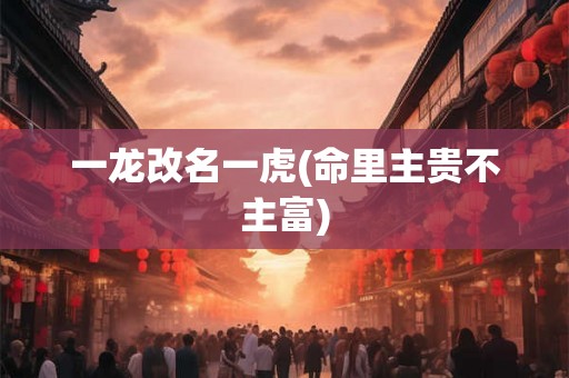 一龙改名一虎(命里主贵不主富) 一龙改名一虎(命里主贵不主富)