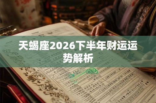 天蝎座2026下半年财运运势解析 天蝎座2026下半年财运运势解析