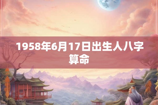 1958年6月17日出生人八字算命 1958年6月17日出生人八字算命