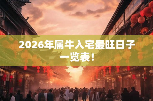 2026年属牛入宅最旺日子一览表! 2026年属牛入宅最旺日子一览表!