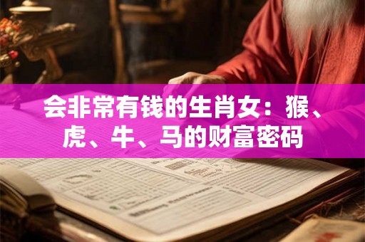 会非常有钱的生肖女:猴、虎、牛、马的财富密码 会非常有钱的生肖女:猴、虎、牛、马的财富密码