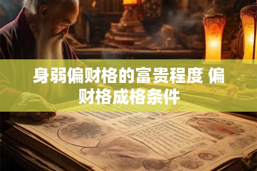 身弱偏财格的富贵程度 偏财格成格条件 身弱偏财格的富贵程度 偏财格成格条件