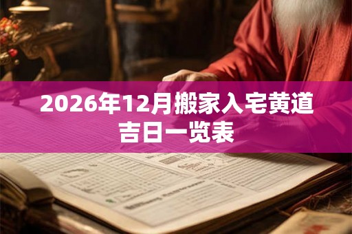 2026年12月搬家入宅黄道吉日一览表 2026年12月搬家入宅黄道吉日一览表