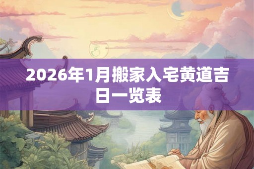 2026年1月搬家入宅黄道吉日一览表 2026年1月搬家入宅黄道吉日一览表