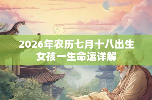 2026年农历七月十八出生女孩一生命运详解