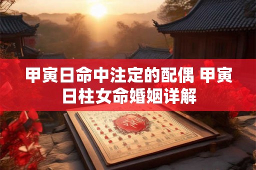 甲寅日命中注定的配偶 甲寅日柱女命婚姻详解