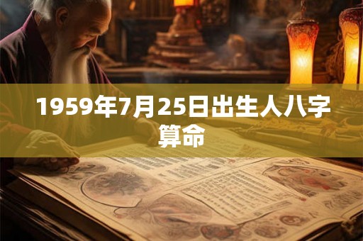 1959年7月25日出生人八字算命