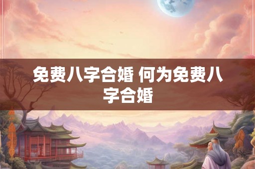 免费八字合婚 何为免费八字合婚 免费八字合婚 何为免费八字合婚