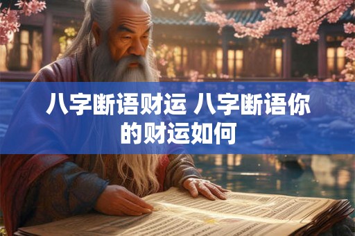 八字断语财运 八字断语你的财运如何 八字断语财运 八字断语你的财运如何