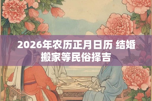 2026年农历正月日历 结婚搬家等民俗择吉