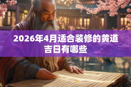 2026年4月适合装修的黄道吉日有哪些 2026年4月适合装修的黄道吉日有哪些