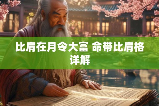 比肩在月令大富 命带比肩格详解 比肩在月令大富 命带比肩格详解