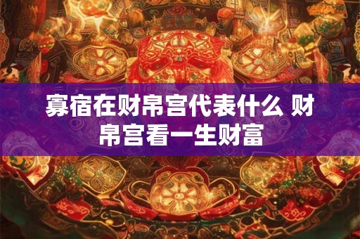 寡宿在财帛宫代表什么 财帛宫看一生财富 寡宿在财帛宫代表什么 财帛宫看一生财富