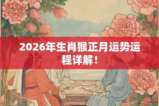 2026年生肖猴正月运势运程详解！