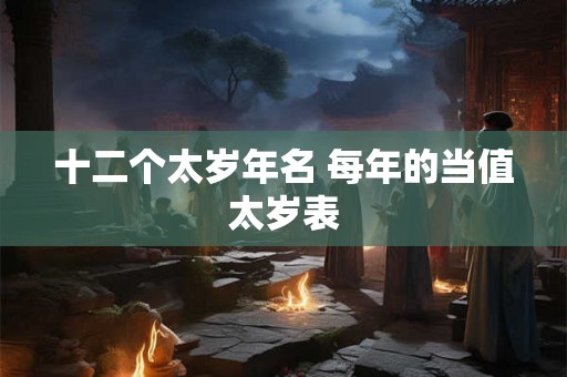 十二个太岁年名 每年的当值太岁表 十二个太岁年名 每年的当值太岁表