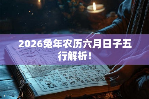 2026兔年农历六月日子五行解析! 2026兔年农历六月日子五行解析!