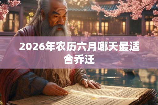 2026年农历六月哪天最适合乔迁