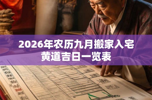 2026年农历九月搬家入宅黄道吉日一览表 2026年农历九月搬家入宅黄道吉日一览表