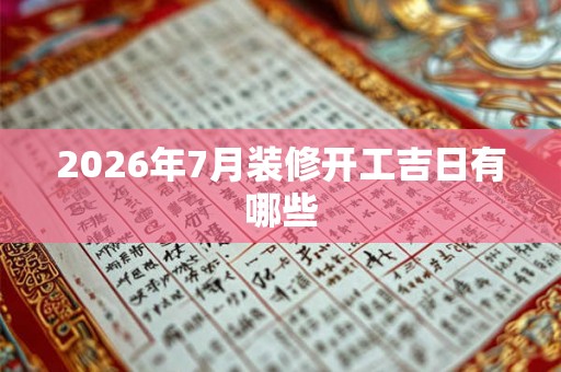 2026年7月装修开工吉日有哪些