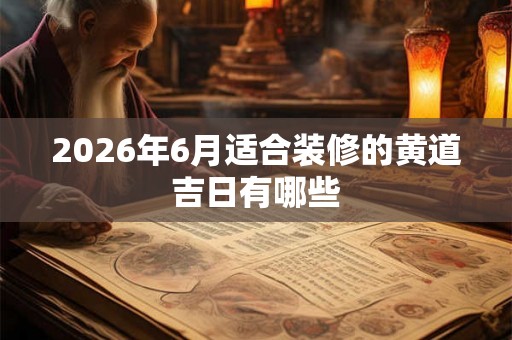 2026年6月适合装修的黄道吉日有哪些