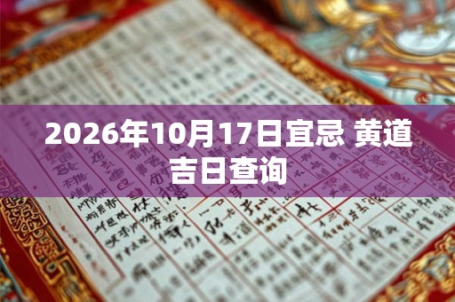 2026年10月17日宜忌 黄道吉日查询 2026年10月17日宜忌 黄道吉日查询