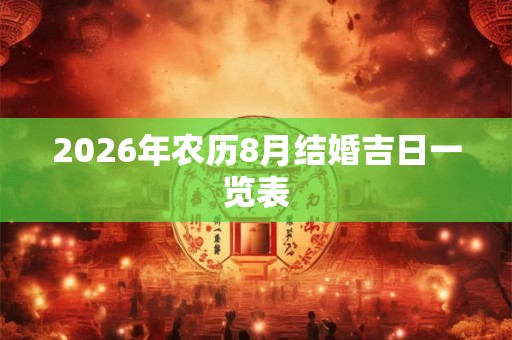2026年农历8月结婚吉日一览表 2026年农历8月结婚吉日一览表