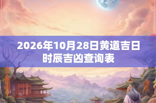 2026年10月28日黄道吉日时辰吉凶查询表 2026年10月28日黄道吉日时辰吉凶查询表