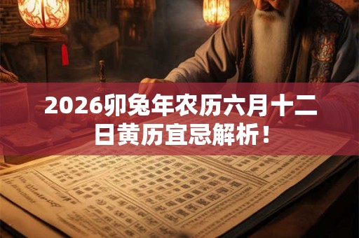 2026卯兔年农历六月十二日黄历宜忌解析! 2026卯兔年农历六月十二日黄历宜忌解析!