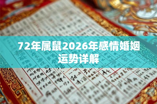 72年属鼠2026年感情婚姻运势详解 72年属鼠2026年感情婚姻运势详解