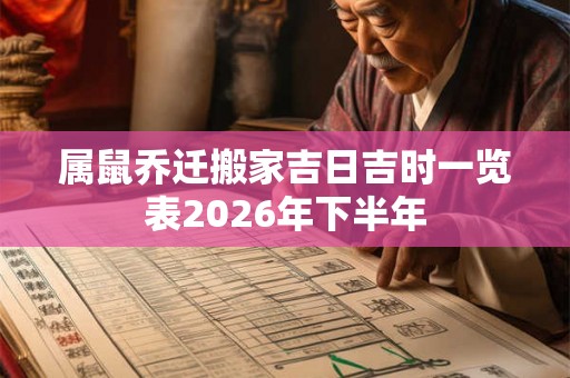 属鼠乔迁搬家吉日吉时一览表2026年下半年