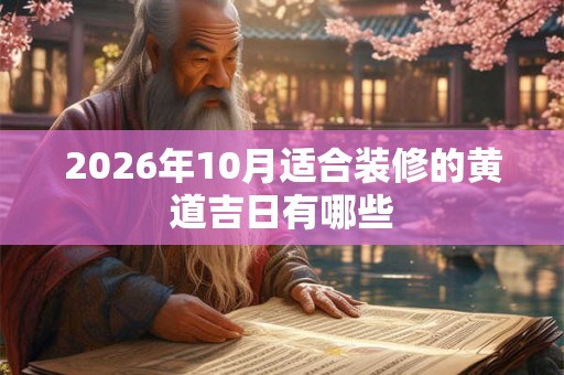 2026年10月适合装修的黄道吉日有哪些 2026年10月适合装修的黄道吉日有哪些