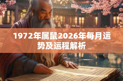 1972年属鼠2026年每月运势及运程解析 1972年属鼠2026年每月运势及运程解析