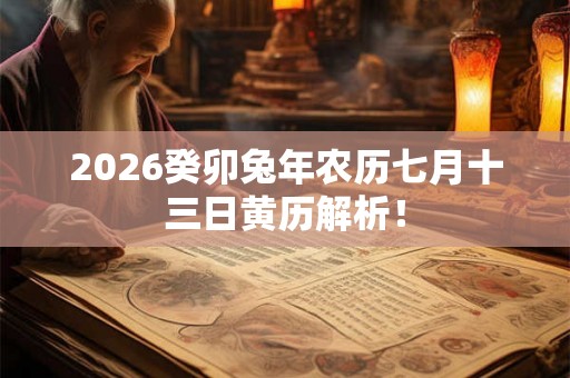 2026癸卯兔年农历七月十三日黄历解析! 2026癸卯兔年农历七月十三日黄历解析!