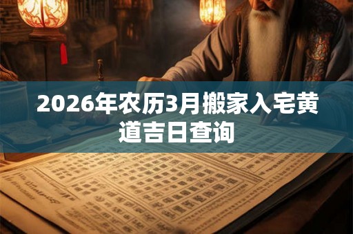 2026年农历3月搬家入宅黄道吉日查询