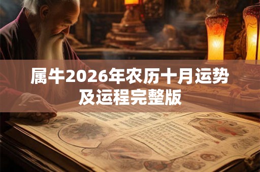属牛2026年农历十月运势及运程完整版