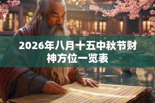 2026年八月十五中秋节财神方位一览表 2026年八月十五中秋节财神方位一览表