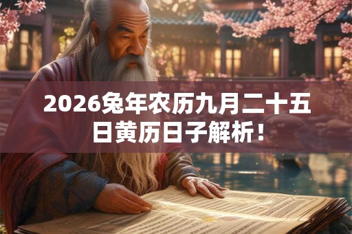 2026兔年农历九月二十五日黄历日子解析! 2026兔年农历九月二十五日黄历日子解析!
