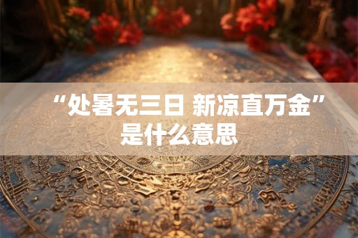 “处暑无三日 新凉直万金”是什么意思 “处暑无三日 新凉直万金”是什么意思