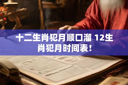 十二生肖犯月顺口溜 12生肖犯月时间表! 十二生肖犯月顺口溜 12生肖犯月时间表!
