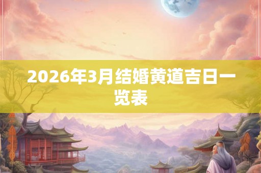2026年3月结婚黄道吉日一览表