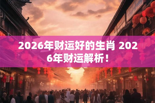 2026年财运好的生肖 2026年财运解析! 2026年财运好的生肖 2026年财运解析!