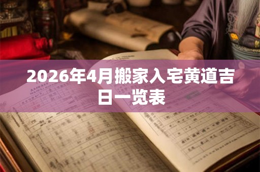 2026年4月搬家入宅黄道吉日一览表 2026年4月搬家入宅黄道吉日一览表