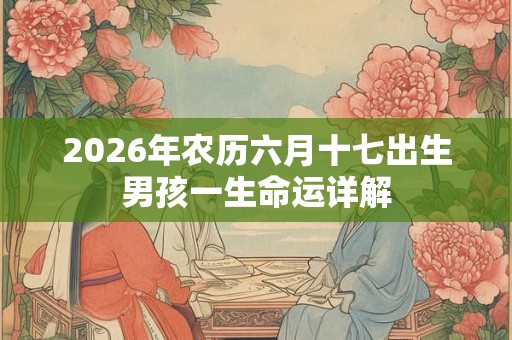 2026年农历六月十七出生男孩一生命运详解 2026年农历六月十七出生男孩一生命运详解