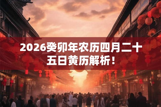 2026癸卯年农历四月二十五日黄历解析！