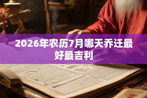 2026年农历7月哪天乔迁最好最吉利 2026年农历7月哪天乔迁最好最吉利