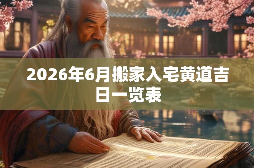 2026年6月搬家入宅黄道吉日一览表